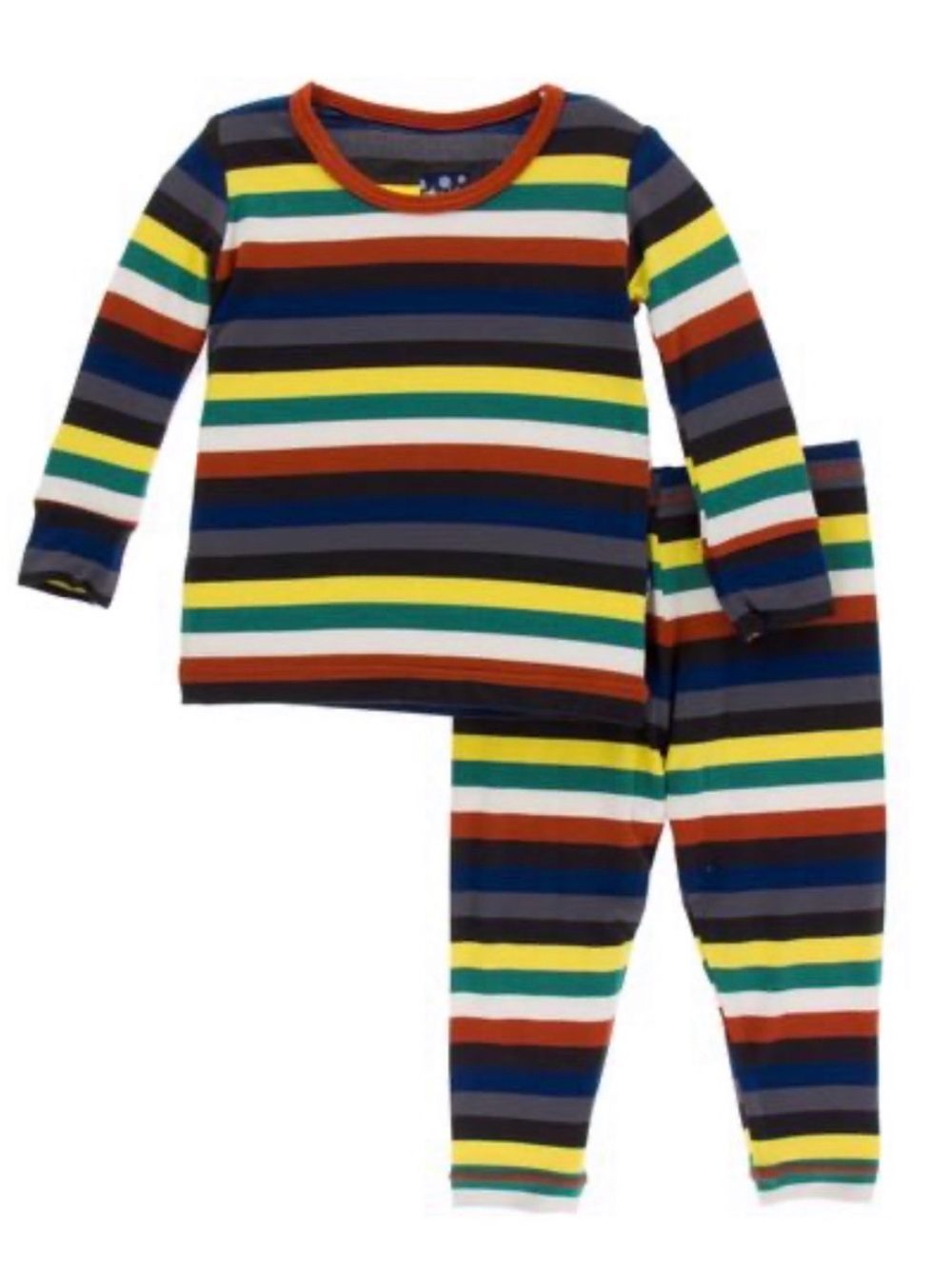 Kickee pants dark London stripe long sleeve two piece PJ set size 14